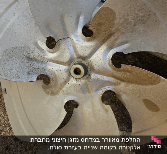 מאוורר מתכת ישן ומאובק על הקרקע